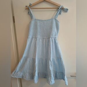 Chic Light Blue Striped Kids Dress